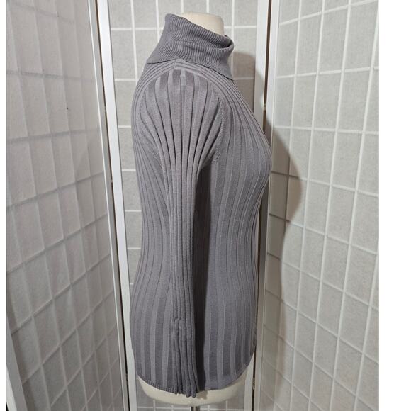 Ashley Stewart Women Gray Ribbed Knit Turtleneck Sweater Shirt Plus Size: 10/12 - Picture 7 of 10